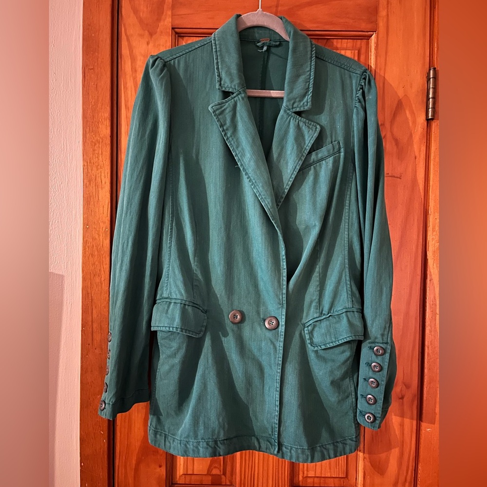 Free People Long Green Blazer